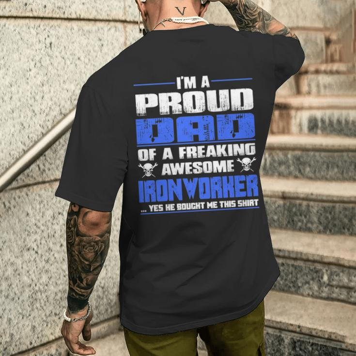 Proud Dad Of A Freaking Awesome Ironworker Men's T-shirt Back Print Gifts for Him