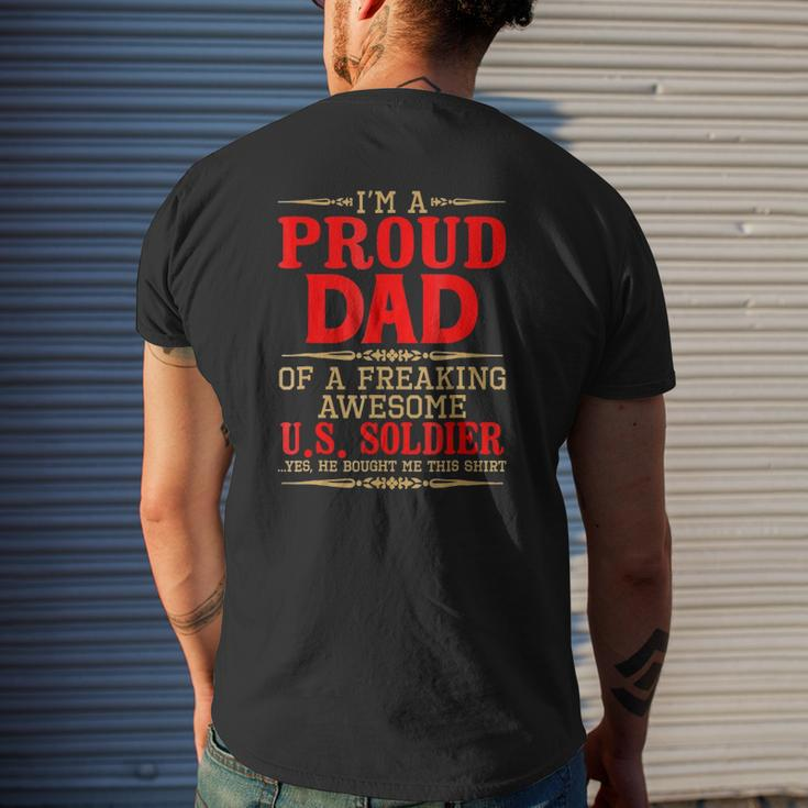 Proud Dad Freaking Awesome Soldier Father's Day Quotes Mens Back Print T-shirt Gifts for Him
