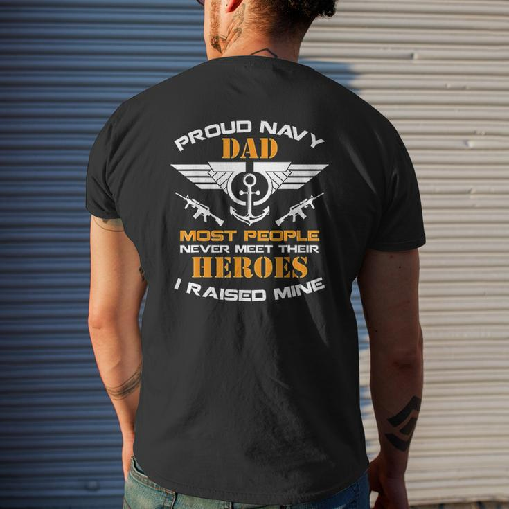 Proud Dad Navy Most People Never Meet Their Heroes Mens Back Print T-shirt Gifts for Him