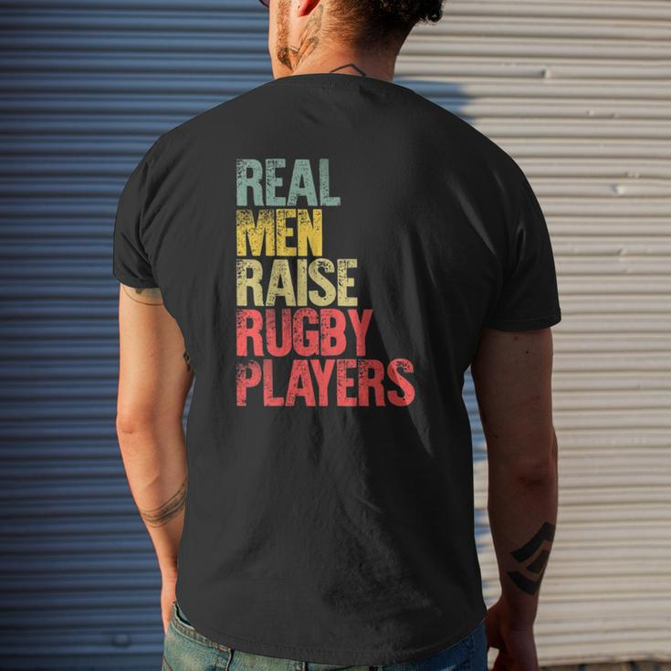 Proud Dad Real Men Raise Rugby Players Mens Back Print T-shirt Gifts for Him