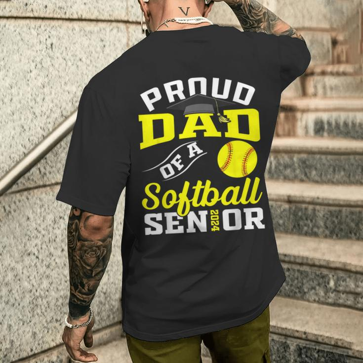 Proud Dad Of A Softball Senior 2024 Dad Graduation Men's T-shirt Back Print Gifts for Him