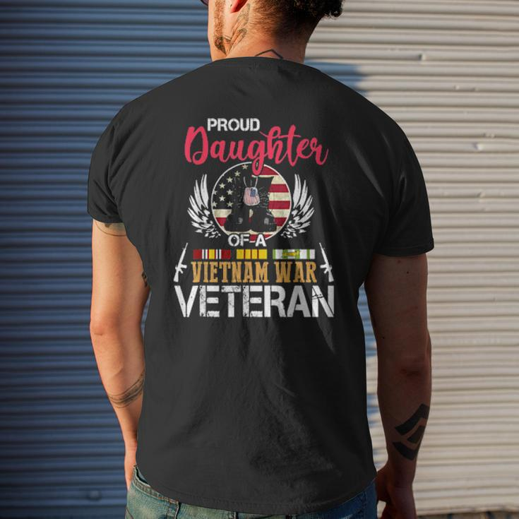 Proud Daughter Vietnam War Veteran American Flag Military Mens Back Print T-shirt Gifts for Him