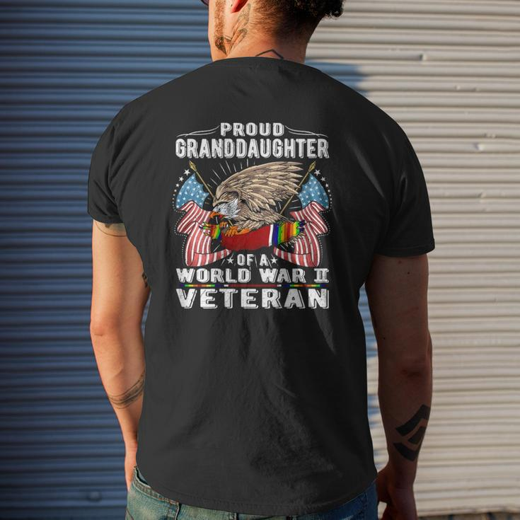 Proud Granddaughter Of A World War 2 Veteran Army Vet Family Mens Back Print T-shirt Gifts for Him