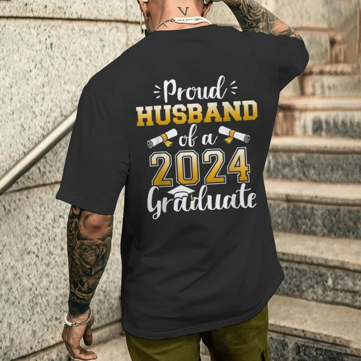 Proud Husband Of A Class Of 2024 Graduate Senior Graduation Men's T-shirt Back Print Gifts for Him
