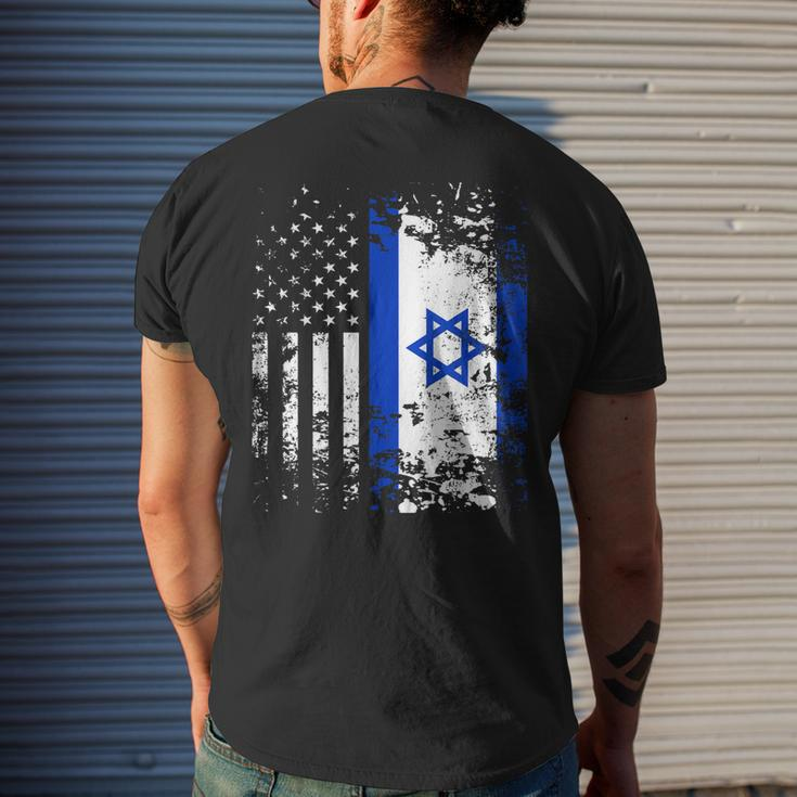 Proud Israeli Usa Flag Patriotic Pride American Israel Flag Mens Back Print T-shirt Gifts for Him