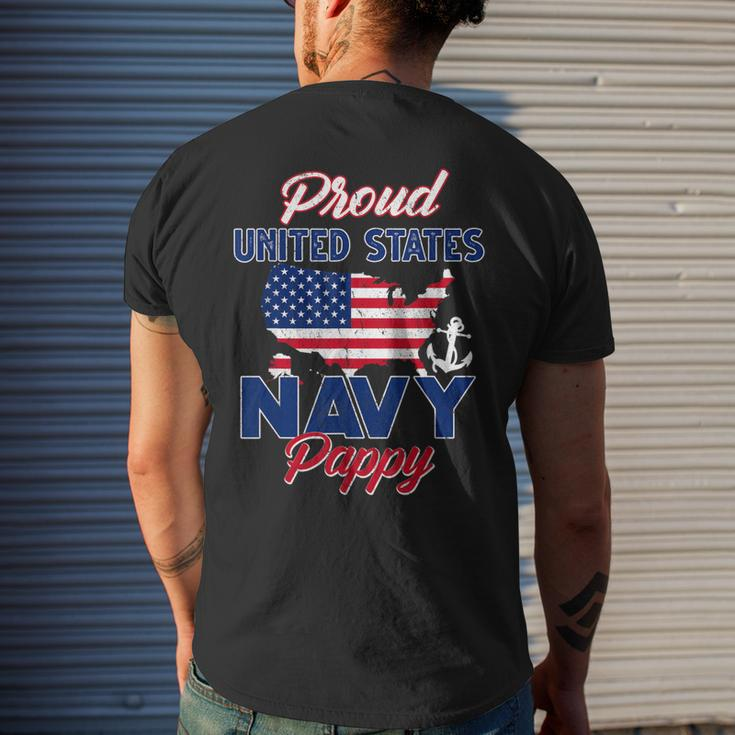 Proud Navy Pappy Us Flag Family S Army Military Mens Back Print T-shirt Gifts for Him