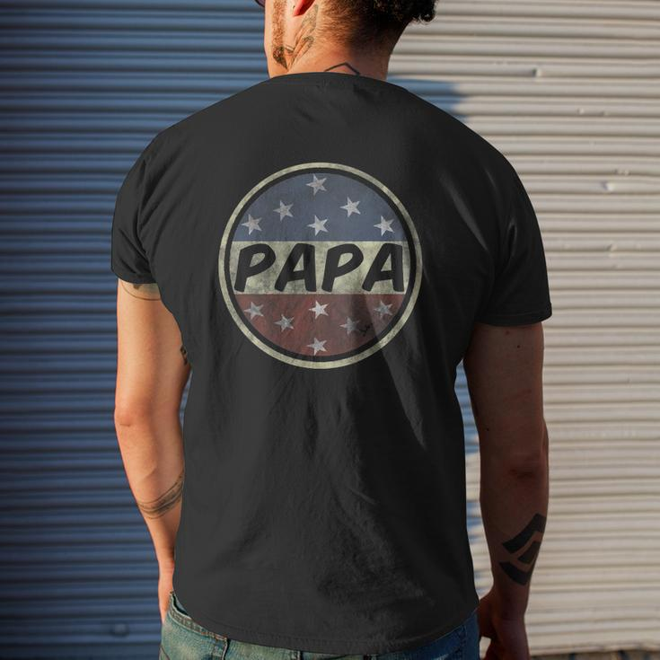 Proud Papa Father's Day American Flag Button 4Th Of July Mens Back Print T-shirt Gifts for Him