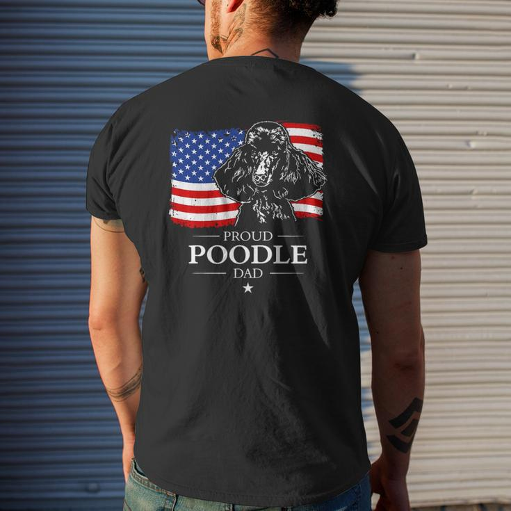 Proud Poodle Dad American Flag Patriotic Dog Mens Back Print T-shirt Gifts for Him