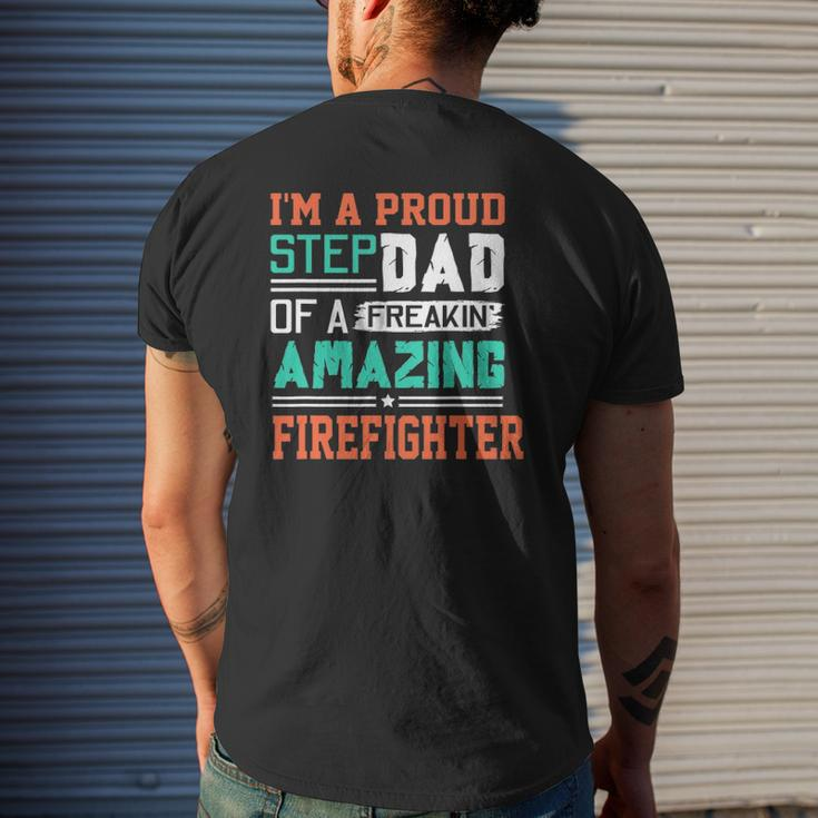 Proud Stepdad Of A Freakin Awesome Firefighter Stepfather Mens Back Print T-shirt Gifts for Him
