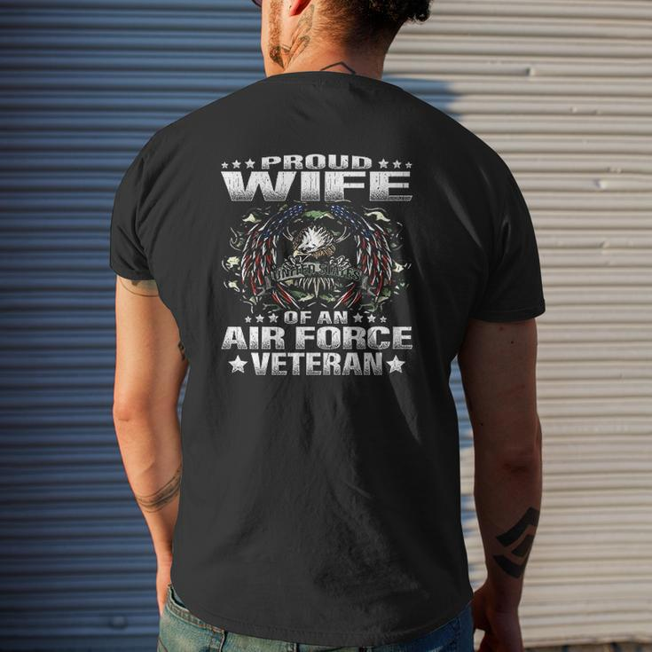 Proud Wife Of An Air Force Veteran Military Vet Spouse Mens Back Print T-shirt Gifts for Him