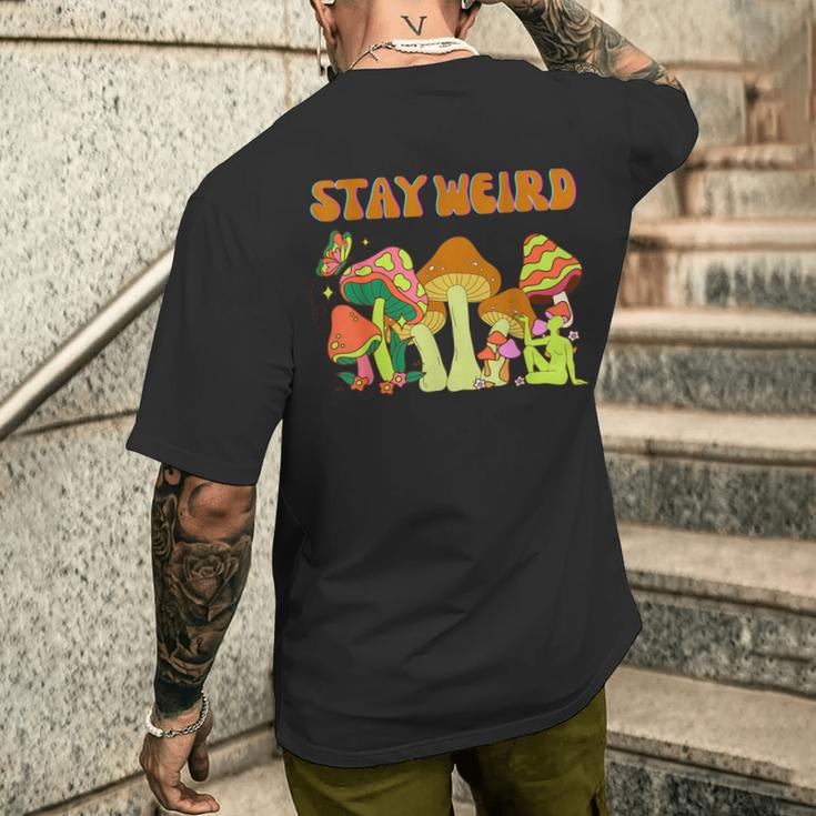Psychedelic Magic Mushrooms Retro Vintage Stay Weird Men's T-shirt Back Print Gifts for Him