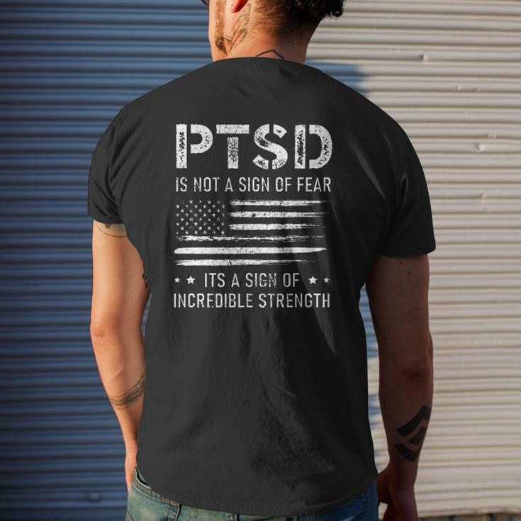 Ptsd Awareness American Flag Veteran Soldier Mental Health Mens Back Print T-shirt Gifts for Him