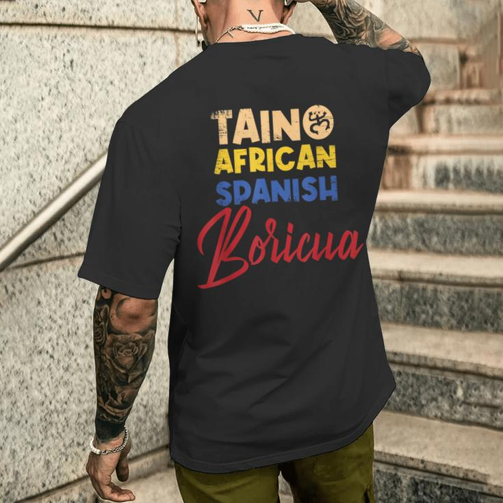 Puerto Rican Roots Boricua Taino African Spanish Puerto Rico Men's T-shirt Back Print Gifts for Him