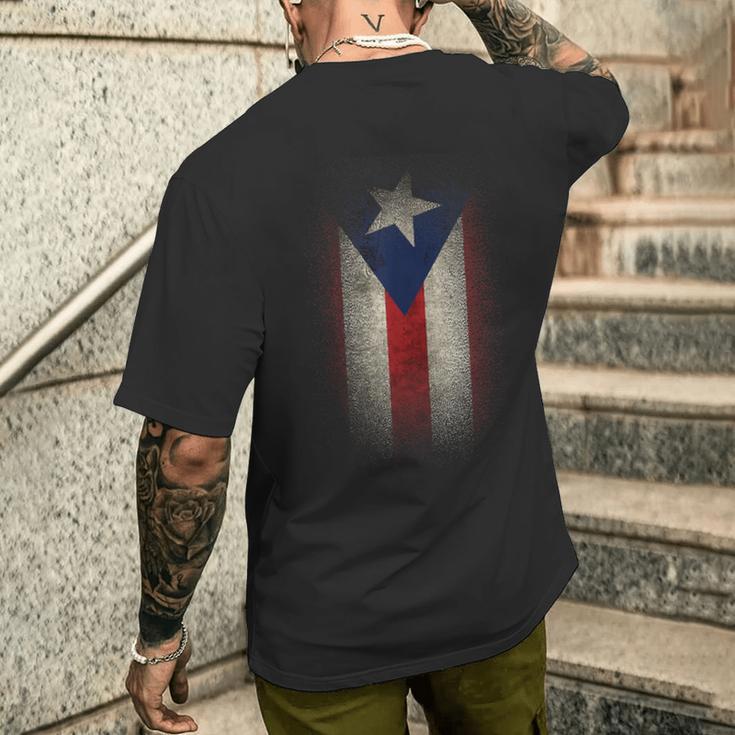 Puerto Rico Washed Flag T-Shirt mit Rückendruck Geschenke für Ihn