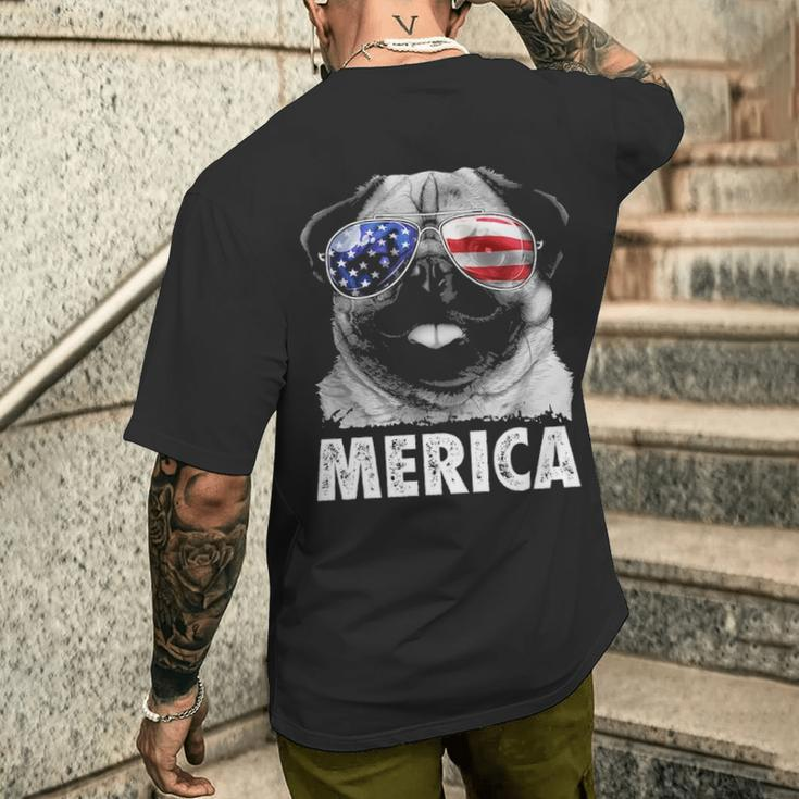 Pug 4Th Of July Merica Men Women Usa American Flag Men's T-shirt Back Print Gifts for Him