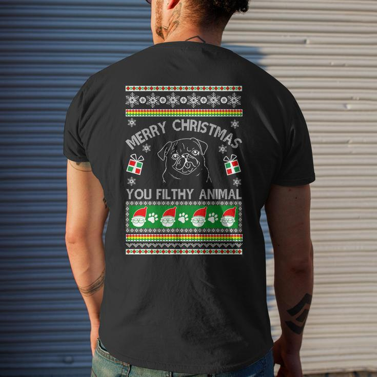 Pug Dog Merry Christmas You Filthy Animal Mens Back Print T-shirt Gifts for Him