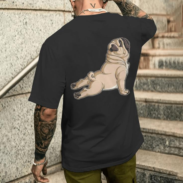 Pug Yoga Fitness Workout Gym Dog Lovers Puppy Athletic Pose Men's T-shirt Back Print Gifts for Him
