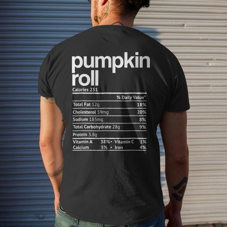 Pumpkin Roll Nutrition Facts Thanksgiving Christmas Mens Back Print T-shirt Gifts for Him