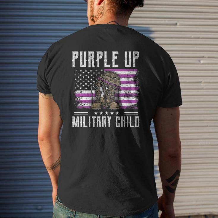 I Purple Up Month Of Military Child Kids Boots Us Flag Mens Back Print T-shirt Gifts for Him