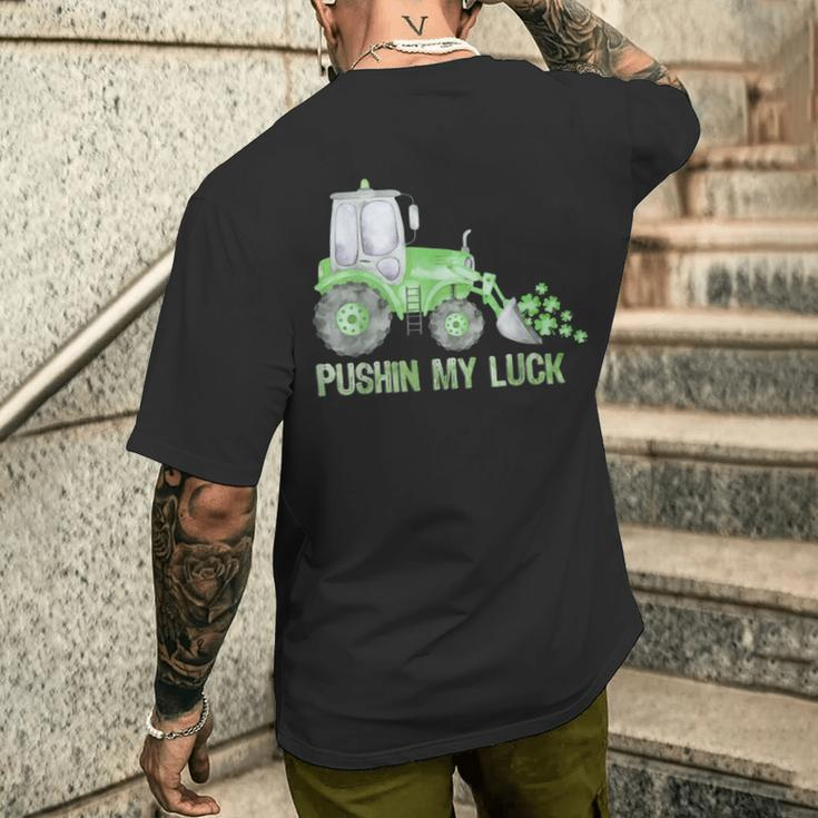 Pushing My Luck Construction Worker St Patrick's Day Boys Men's T-shirt Back Print Gifts for Him