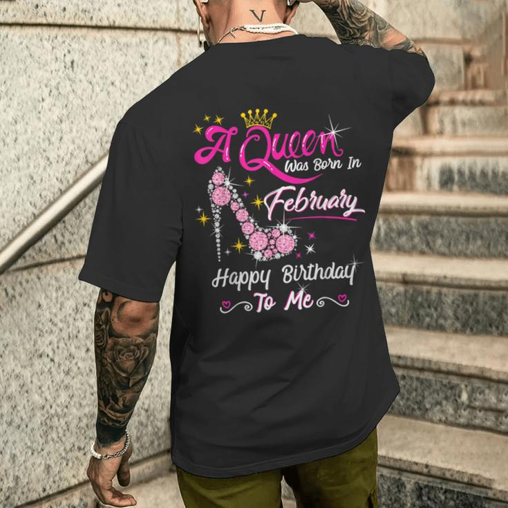 A Queen Was Born In February February Birthday Girl Men's T-shirt Back Print Gifts for Him