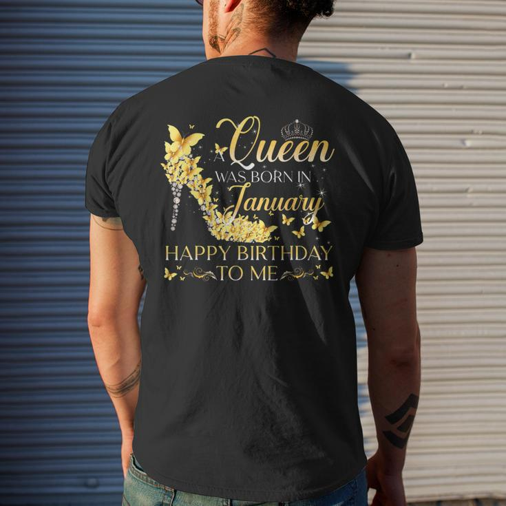 A Queen Was Born In January Happy Birthday To Me Crown Shoes Men's T-shirt Back Print Gifts for Him