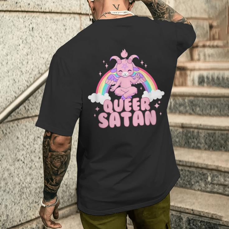 Queer Satan Baphomet Nicht-Binäre Geschlechtsflüssigkeit Queer Pride T-Shirt mit Rückendruck Geschenke für Ihn