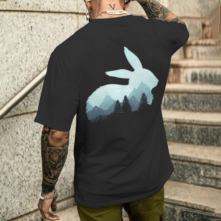 Rabbit Bunny Hare Double Exposure Surreal Wildlife Animal Pullover Men's T-shirt Back Print Gifts for Him