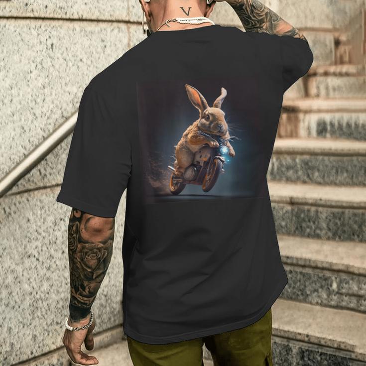 Rabbit Fahrt Motorcycle Easter Bunny Biker Bike T-Shirt mit Rückendruck Geschenke für Ihn