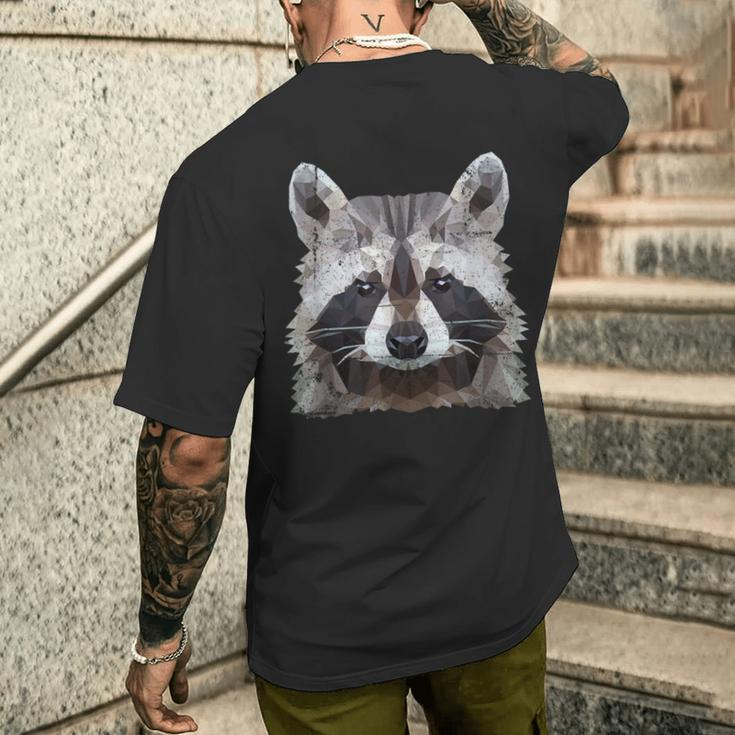 Raccoon Vintage Polygon Raccoon T-Shirt mit Rückendruck Geschenke für Ihn