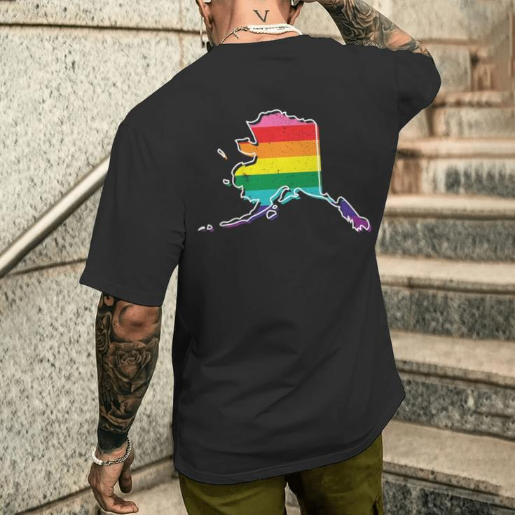 Rainbow Alaskan Gay Pride Flag Vintage Men's T-shirt Back Print Gifts for Him