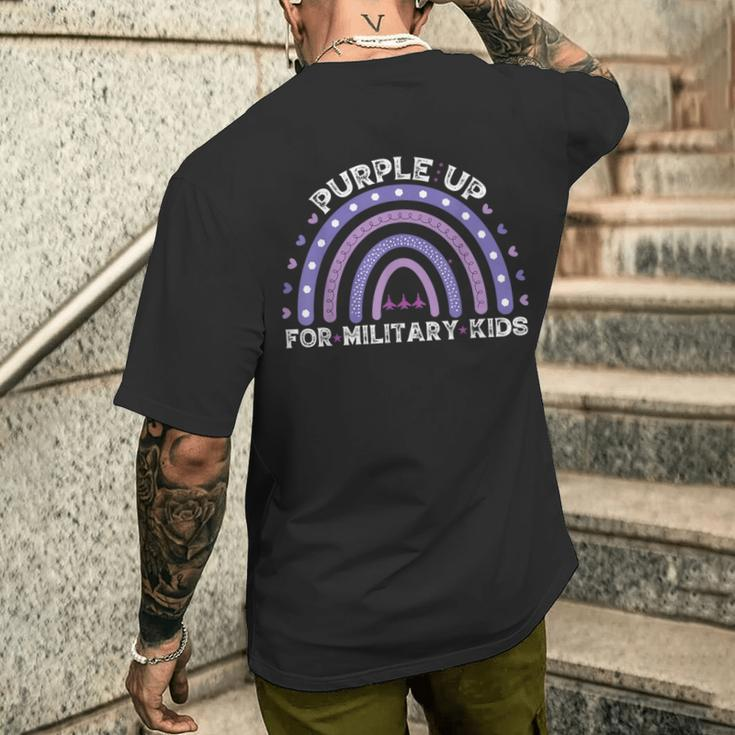 Rainbow Purple Up Military Child Awareness Men's T-shirt Back Print Gifts for Him