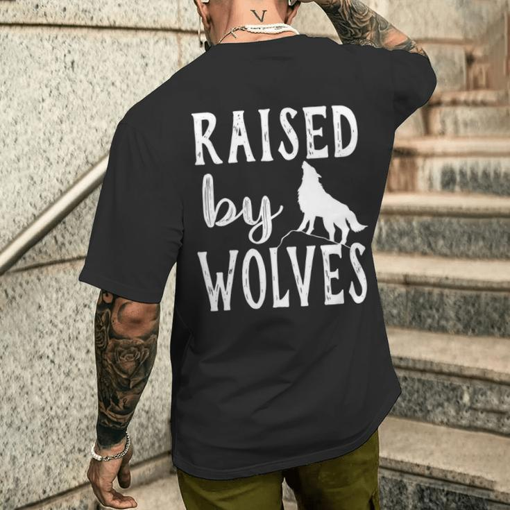 Raised By Wolves Graphic Wolf Men's T-shirt Back Print Gifts for Him
