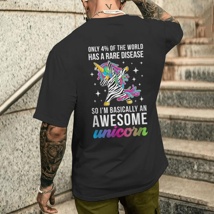 Rare Disease Warrior Unicorn Rare Disease Awareness Men's T-shirt Back Print Gifts for Him