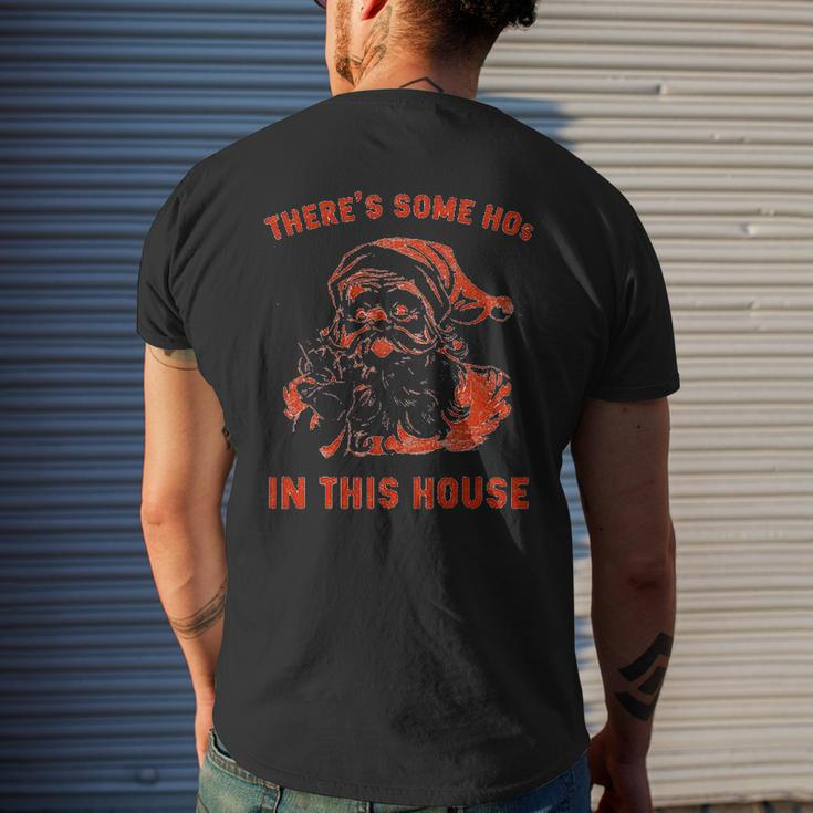 There Is Some Hos In This House Christmas Santa Claus Mens Back Print T-shirt Gifts for Him