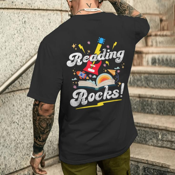 Reading Rocks Quotes For National Reading Month 2024 Men's T-shirt Back Print Gifts for Him