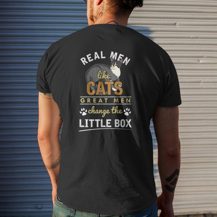 Real Men Like Cats Pets Cat Dad Mens Back Print T-shirt Gifts for Him