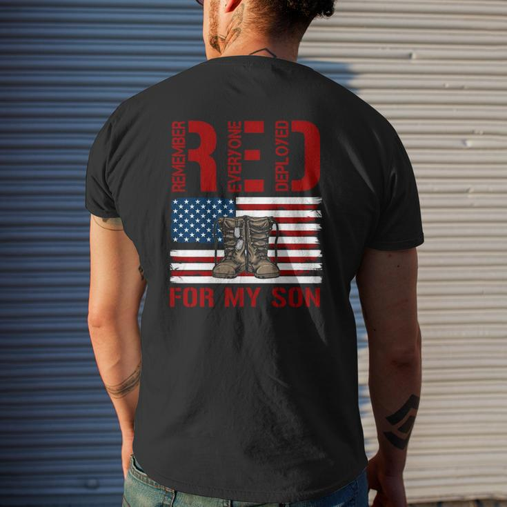 Red Friday Military Remember Everyone Deployed For My Son Mens Back Print T-shirt Gifts for Him