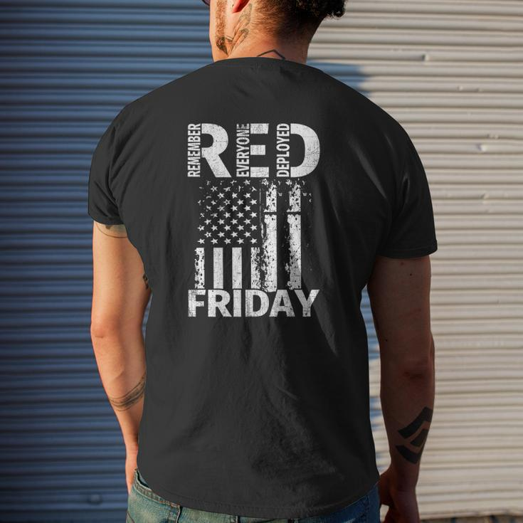 Red Friday Remember Everyone Deployed Us Flag Tee Mens Back Print T-shirt Gifts for Him