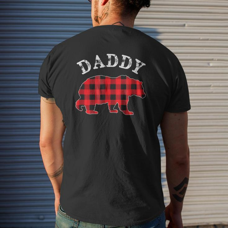 Red Plaid Daddy Bear Buffalo Matching Family Pajama Mens Back Print T-shirt Gifts for Him