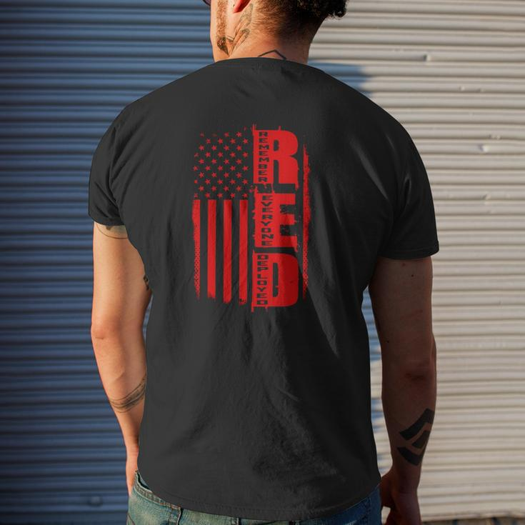 RED Remember Everyone Deployed Veteran Military Service Mens Back Print T-shirt Gifts for Him