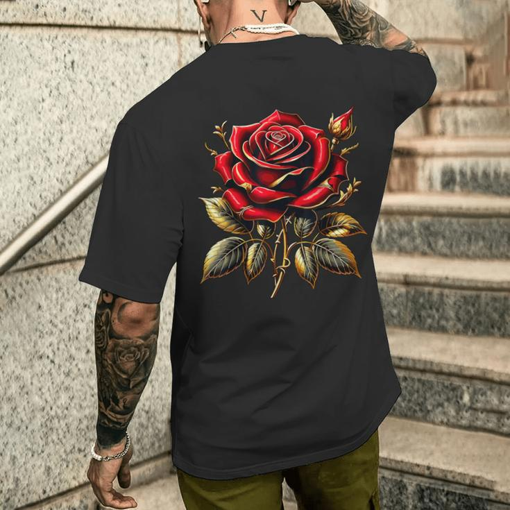 Red Rose Red And Gold Men's T-shirt Back Print Gifts for Him