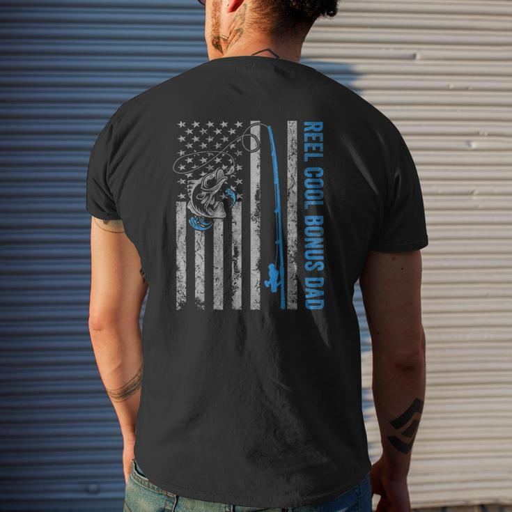 Reel Cool Bonus Dad Father's Day American Flag Fishing Mens Back Print T-shirt Gifts for Him