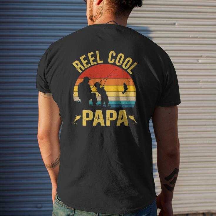 Reel Cool Papa Fishing Father's Day Mens Back Print T-shirt Gifts for Him