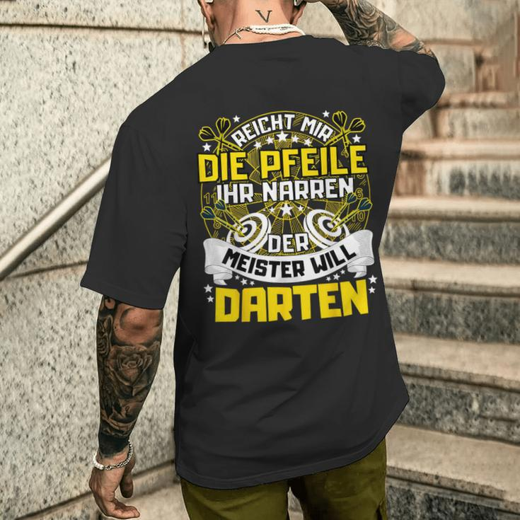 Reich Mir Die Pfeile Der Meister Will Darten T-Shirt mit Rückendruck Geschenke für Ihn
