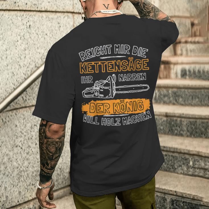 Reicht Mir Die Kettensäge T-Shirt mit Rückendruck Geschenke für Ihn