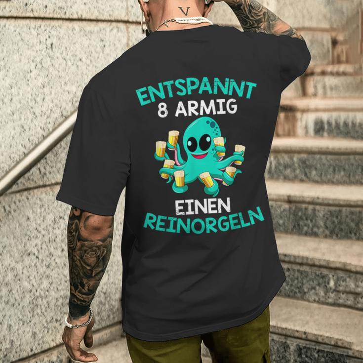 Relaxed Eight-Armed A Reinorgeln Saufen Party Malle T-Shirt mit Rückendruck Geschenke für Ihn