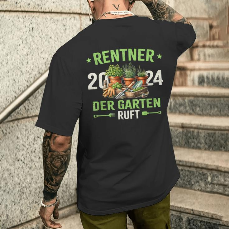 Rentner 2024 Der Garten Ruft Rente 2024 T-Shirt mit Rückendruck Geschenke für Ihn