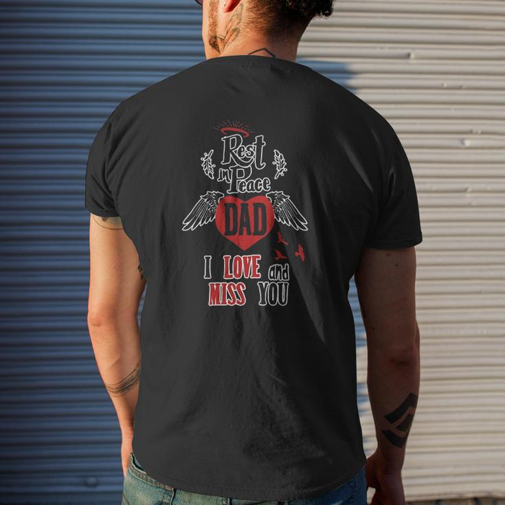 Rest In Peace Dad I Love And Miss You Heart Memorial Tee Mens Back Print T-shirt Gifts for Him