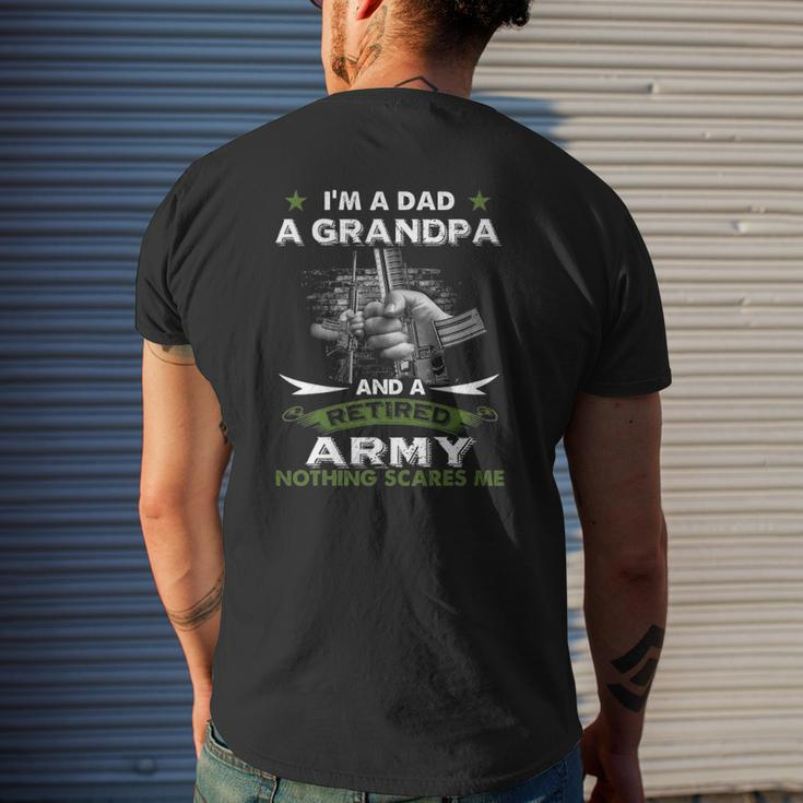 Retired Army I'm A Dad A Grandpa-Nothing Scares Me Mens Back Print T-shirt Gifts for Him